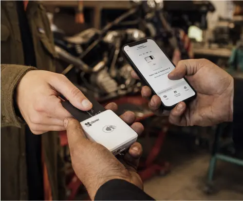 Contactless card reader paired with a phone