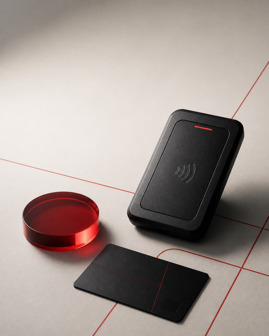 Contactless payment reader with a card and red data token
